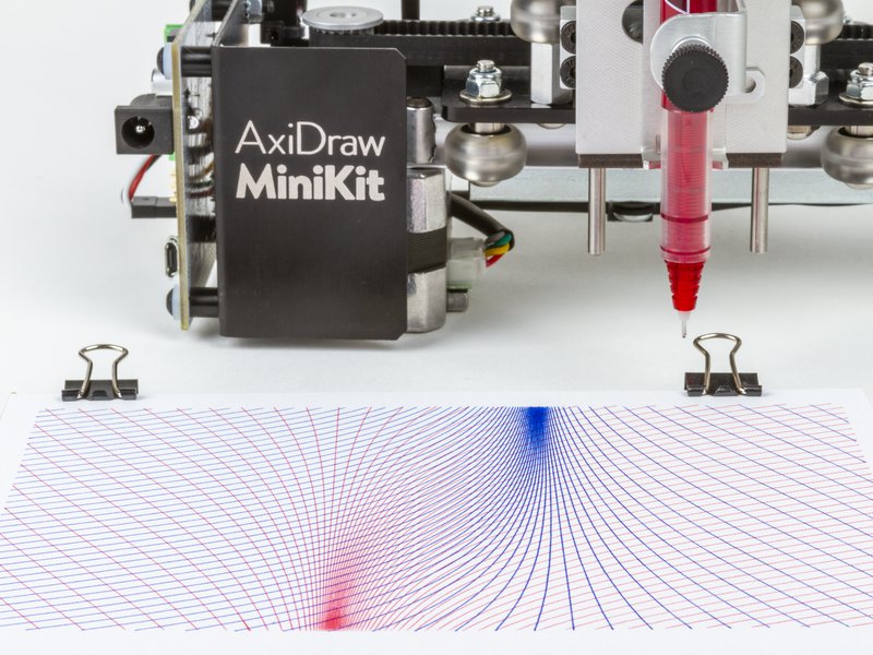 Generative artwork, multiple colors and pens Itty Bitty AxiDraw