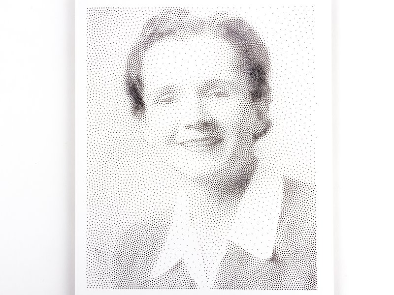 Stipple drawing (of Rachel Carson) with pen